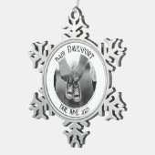 Weihnachtsschwangerschaft-Foto Schneeflocken Zinn-Ornament (Rechts)