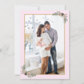 Weihnachtsschwangerschaft Girl Pink Modernes Foto Einladung (Vorderseite)