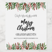 Weihnachtsschwangerschaft Kinderankündigung Großel Weinetikett (Einzelnes Label)