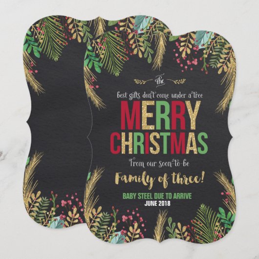 Weihnachtsschwangerschaft Weihnachtskarte Einladung (Vorne/Hinten)