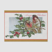 Weihnachtsschwangvögel am Zweig von Holly und Berr Seidenpapier (Vorderseite)