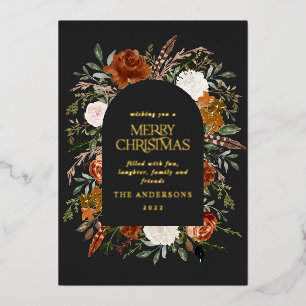 Weihnachtsschwarz ohne Foto, elegante Jungfrau Folien Feiertagskarte