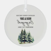 Weihnachtsschwarz Rustikale Pine Trees Couple Verl Ornament Aus Glas (Rückseite)