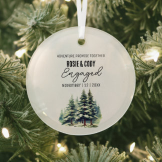 Weihnachtsschwarz Rustikale Pine Trees Couple Verl Ornament Aus Glas