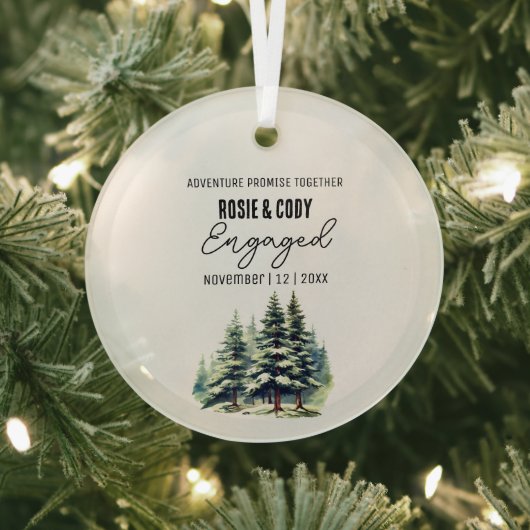 Weihnachtsschwarz Rustikale Pine Trees Couple Verl Ornament Aus Glas (InSitu)