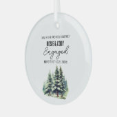 Weihnachtsschwarz Rustikale Pine Trees Couple Verl Ornament Aus Glas (Vorderseite links)