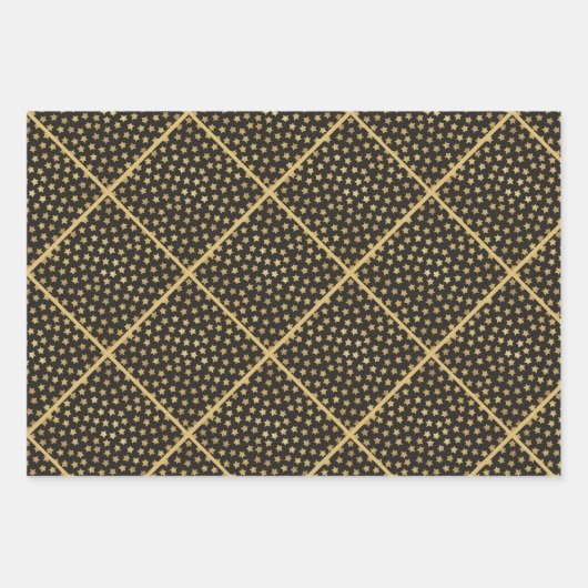 Weihnachtsschwarz und Gold 3 Geschenkpapier Set (Vorderseite 2)