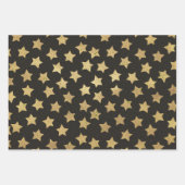 Weihnachtsschwarz und Gold 3 Geschenkpapier Set (Vorderseite)