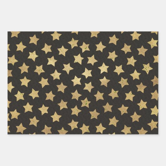 Weihnachtsschwarz und Gold 3 Geschenkpapier Set (Vorderseite)