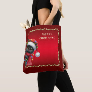 Weihnachtsschwarze Katze Holiday Tote Tasche