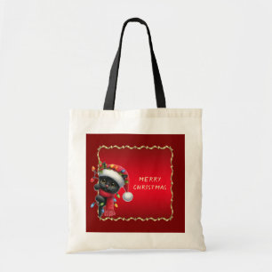 Weihnachtsschwarze Katze Holiday Tote Tasche