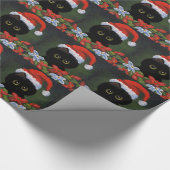 Weihnachtsschwarze Katze Weihnachtsmann lustiges Geschenkpapier (Ecke)