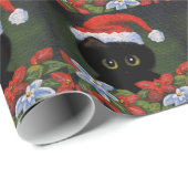 Weihnachtsschwarze Katze Weihnachtsmann lustiges Geschenkpapier (Rolleneckpunkt)