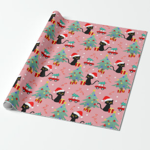 Weihnachtsschwarze Katzen-Muster Geschenkpapier