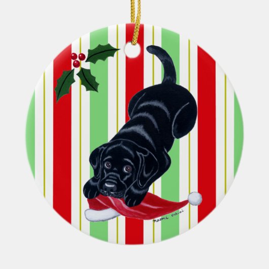Weihnachtsschwarze Keramik Ornament (Vorne)