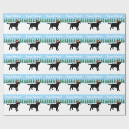 Weihnachtsschwarze Labrador-Weihnachtsmannmütze Geschenkpapier