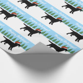 Weihnachtsschwarze Labrador-Weihnachtsmannmütze Geschenkpapier (Ecke)
