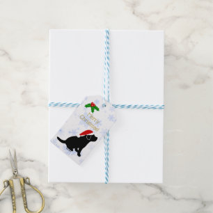 Weihnachtsschwarze Labrador-Welpen-Silhouette Geschenkanhänger