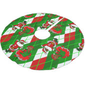 Weihnachtsschwarze Santa-Ehefrau kariert Polyester Weihnachtsbaumdecke (Schrägansicht)