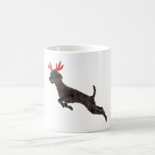 Weihnachtsschwarze Zwergpudel-Hunderen-Geweihe Kaffeetasse (Mittel)