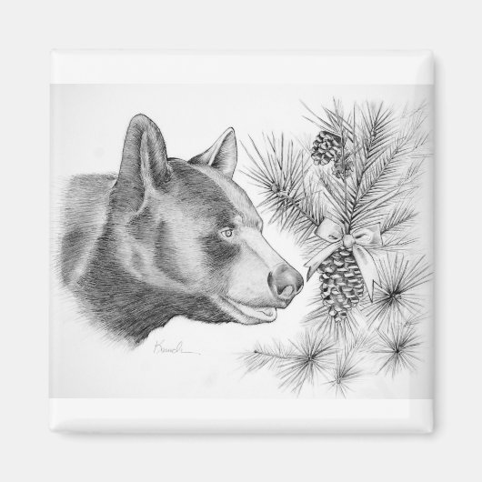 Weihnachtsschwarzer Bär Magnet (Vorne)
