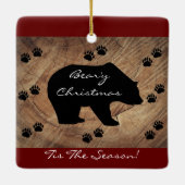 Weihnachtsschwarzer Bär und Bärenpaare Keramikornament (Rückseite)