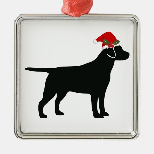 Weihnachtsschwarzer Lab Hund Ornament Aus Metall (Vorne)