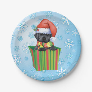 Weihnachtsschwarzer Lab Pappteller