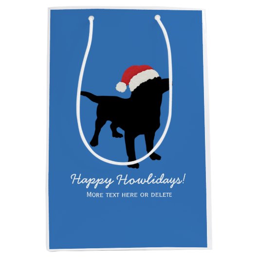 Weihnachtsschwarzer Labrador-Hund, der Mittlere Geschenktüte (Vorderseite)