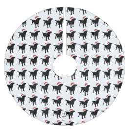 Weihnachtsschwarzer Labrador-Hund, der Polyester Weihnachtsbaumdecke