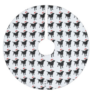 Weihnachtsschwarzer Labrador-Hund, der Polyester Weihnachtsbaumdecke