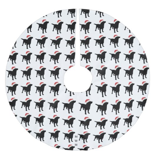 Weihnachtsschwarzer Labrador-Hund, der Polyester Weihnachtsbaumdecke (Vorderseite)