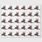 Weihnachtsschwarzer Zwergpudel-Hund gekleidet als Geschenkpapier (Flach)
