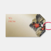 Weihnachtsschwarzes Gold-Crimson-Tropenblättern Geschenkanhänger (Vorderseite (Horizontal))