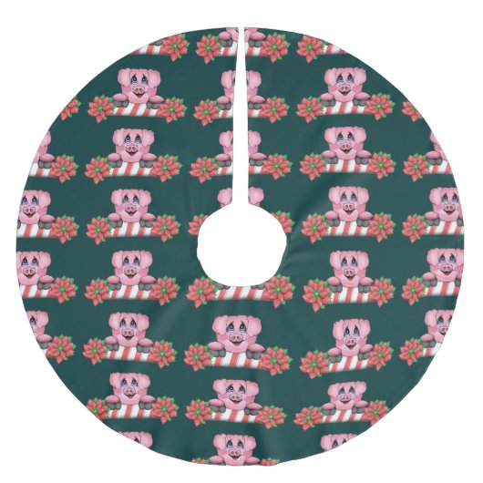 Weihnachtsschwein-Baum-Rock Polyester Weihnachtsbaumdecke (Vorderseite)
