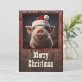 Weihnachtsschwein Feiertagskarte (Stehend Vorderseite)