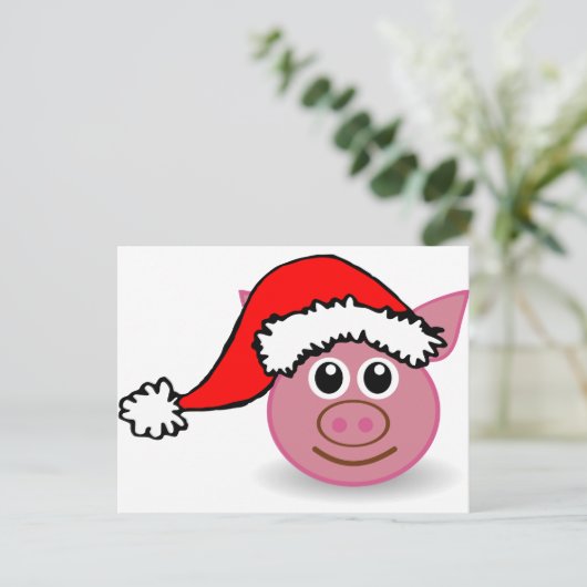 Weihnachtsschwein Feiertagspostkarte (Stehend Vorderseite)