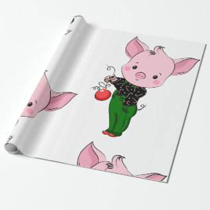 Weihnachtsschwein für Hipster Geschenkpapier