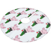 Weihnachtsschwein für Hipster Polyester Weihnachtsbaumdecke (Schrägansicht)
