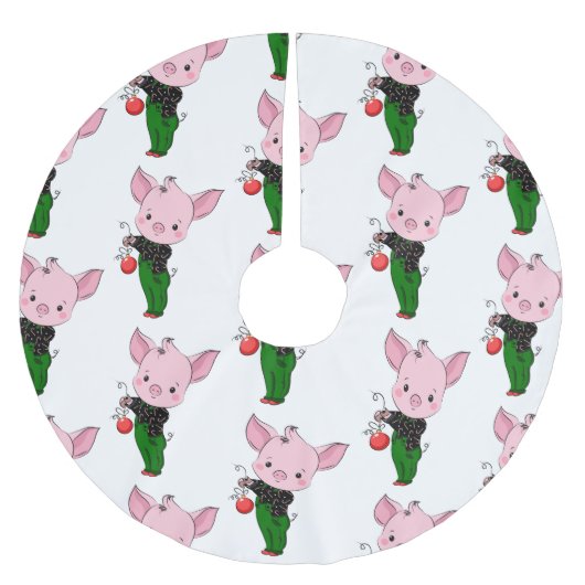 Weihnachtsschwein für Hipster Polyester Weihnachtsbaumdecke (Vorderseite)