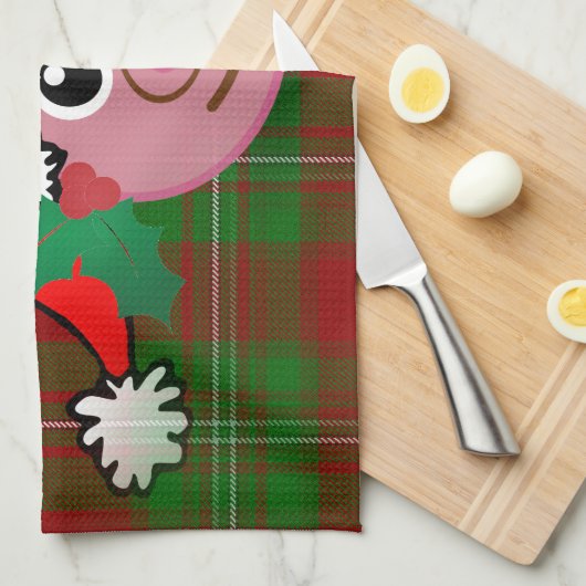 Weihnachtsschwein Geschirrtuch (Viertel Falte)