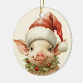 Weihnachtsschwein hinzufügen Text Wasserfarbe Keramik Ornament (Links)