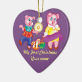 Weihnachtsschwein Keramik Ornament (Links)