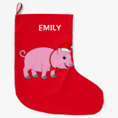 Weihnachtsschwein kundengerechtes 2-Sided Großer Weihnachtsstrumpf (Vorderseite)