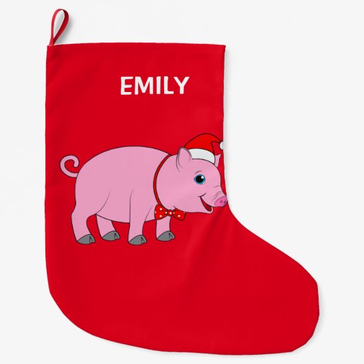 Weihnachtsschwein kundengerechtes 2-Sided Großer Weihnachtsstrumpf (Vorderseite)