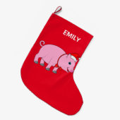 Weihnachtsschwein kundengerechtes 2-Sided Großer Weihnachtsstrumpf (Vorderansicht (hängend))