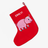 Weihnachtsschwein kundengerechtes 2-Sided Großer Weihnachtsstrumpf (Rückseite (Hängend))