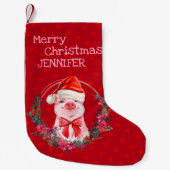 Weihnachtsschwein Niedliches Piglet Bow Wreath Pol Kleiner Weihnachtsstrumpf (Vorderseite)