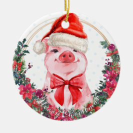 Weihnachtsschwein Niedliches Schweinefilet Keramik Ornament