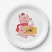 Weihnachtsschwein Pappteller (Vorderseite)